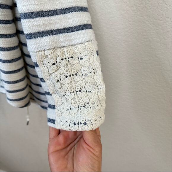 Anthropologie-Saturday Sunday Womens XS  Striped Cardigan Hood Layered Lace Boho - Picture 8 of 15